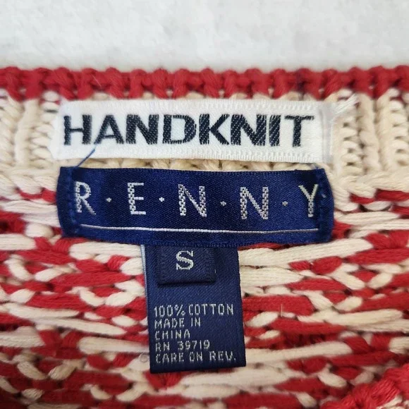 Vintage Renny Handknit Sweater Womens Small Nautical Fish Popcorn Knit 80s - Picture 4 of 7